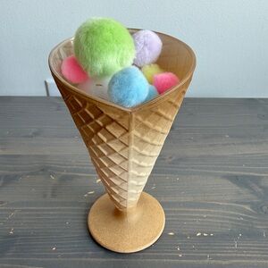 Vintage glass waffle cone ice cream dish
